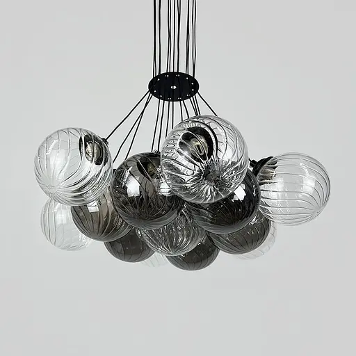 Люстра-пучок на 13 плафонів графіт+прозорий Ø 50 см | Line F | Арт. 1034/13 BK - фото 3