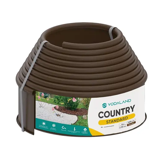 Бордюр Vodaland Country Standard H100 6 м коричневий (82952-6-BN)