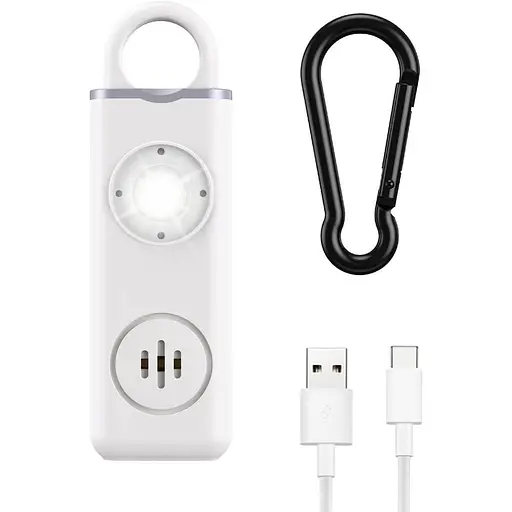 Персональная сигнализация ORIA для пожилых женщин, громкая сирена 130 дБ со светодиодным стробоскопом и карабином, поддерживает USB