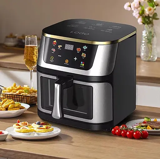 Аэрофритюрница безмасляная Henschll на 12л электрическая с сенсорным управлением 3600Вт Черный - фото 2