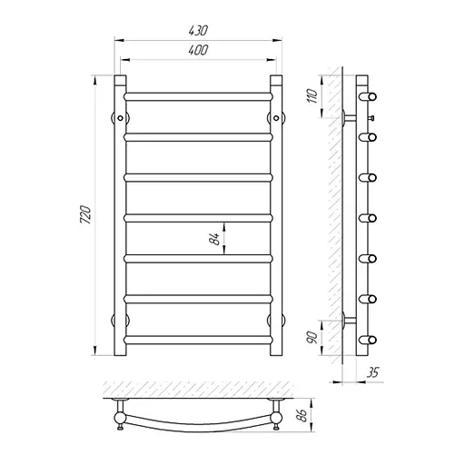 Водяна рушникосушка Laris Класік П7 400x700 71207581, Хром - фото 2