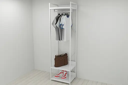 Шафа Гардероб Уні секція 1 серії Конект Ferrum-decor 220x60x50см Білий метал ДСП Білий 32 мм (FRD-104507)