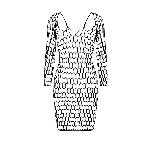 Бодистокинг-платье с глубоким воротом Passion BS093 black длинные рукава One size - фото 3