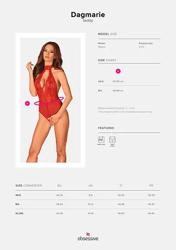 Боді Obsessive Dagmarie M/L червоний - фото 7