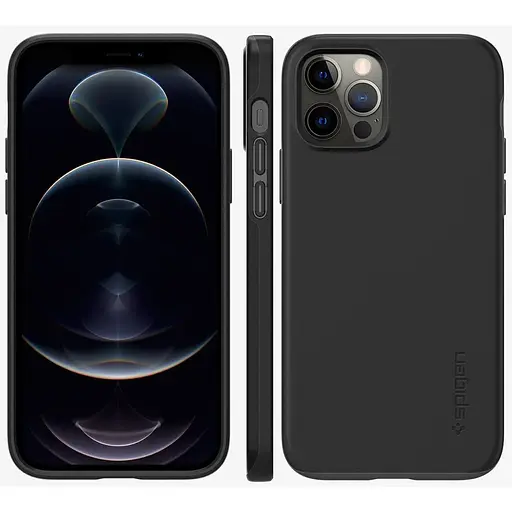 Оригинальный тонкий чехол Spigen для iPhone 12 Pro (6.1") Thin Fit Black ACS01696 - фото 5