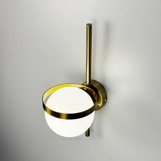 Бра з білим матовим плафоном в латунному корпусі 40х16 см Арт. WB 23/1 AB+WT Line F - фото 5