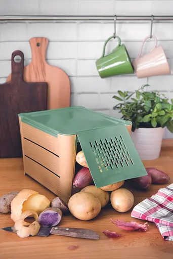 Контейнер для хранения 3 кг овощей Snips, бежево-зеленый - фото 6