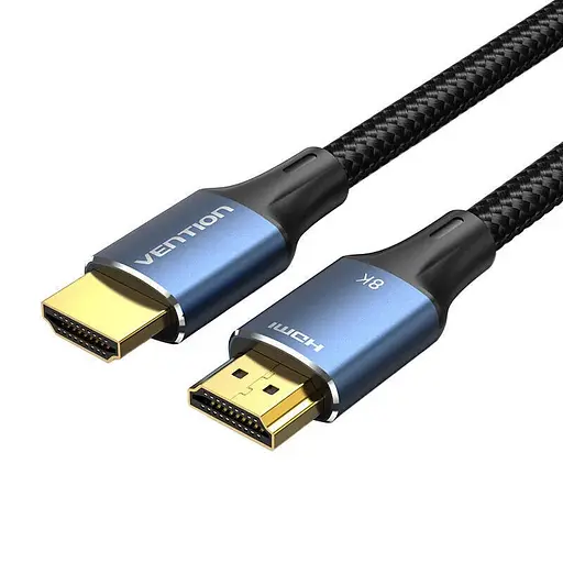 Кабель Vention Cotton Braided HDMI-A Male to Male HD v2.1 Cable 8K 5M Blue Aluminum Alloy Type (ALGLJ) - фото 1