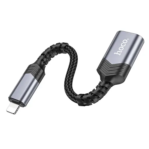 Перехідник Hoco UA24 Lightning male to USB female 2.0 Metal gray - фото 3
