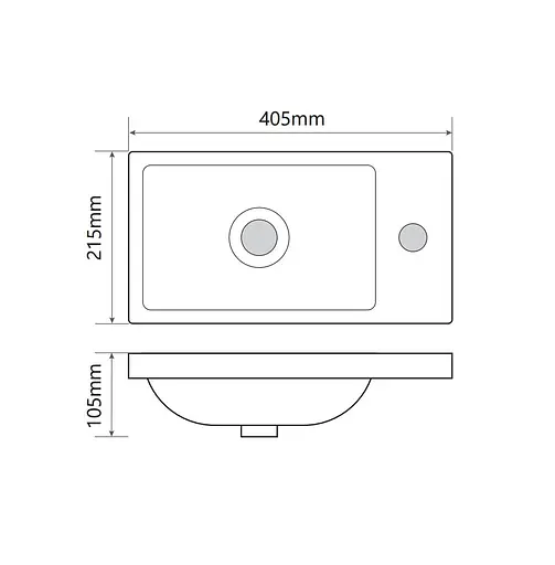 Умивальник меблевий Mixxus Premium Quadro-1501 400x215x105 мм з отвором під змішувач MP6502, Білий - фото 7