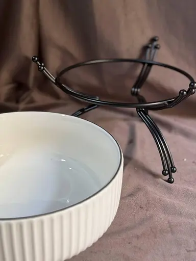 Сервировочное блюдо 1569B из керамики на металлической подставке 20 см - фото 3