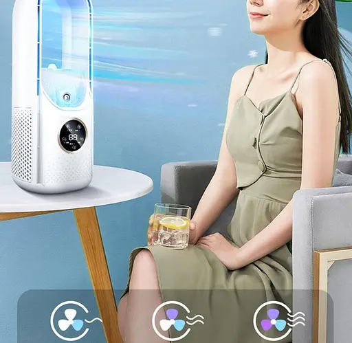 Аккумуляторный настольный мини вентилятор SMART 10042 Портативный USB ветродуйка с дисплеем Белый - фото 6