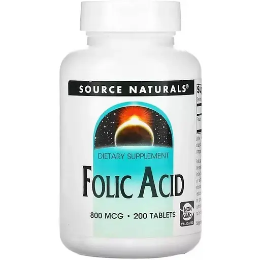 Вітамін В9 Source Naturals Folic Acid 800 mcg, 200 таблеток