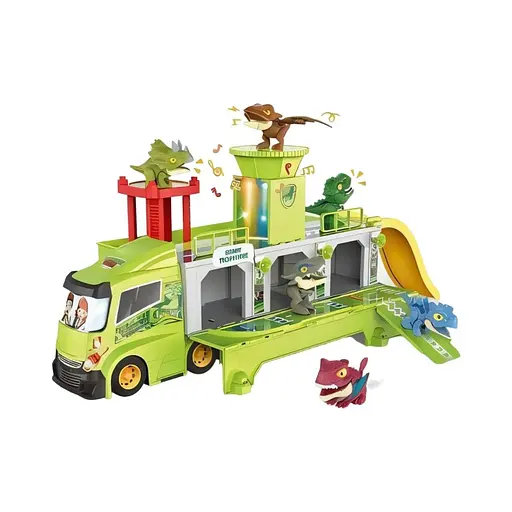 Трейлер-парковка HY 577-3 подсветка, мелодия, 4 динозавра, подвижные элементы