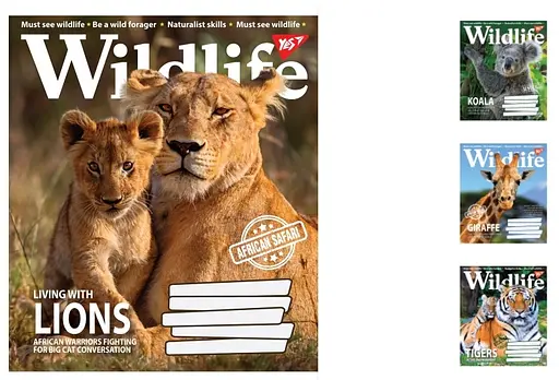 Тетради ученические 96 листов линия Yes Wild life, 5 шт. в упаковке