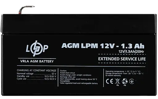 Акумуляторна батарея для ДБЖ LogicPower AGM 12 V / 1.3 А*ч (4131) - фото 4
