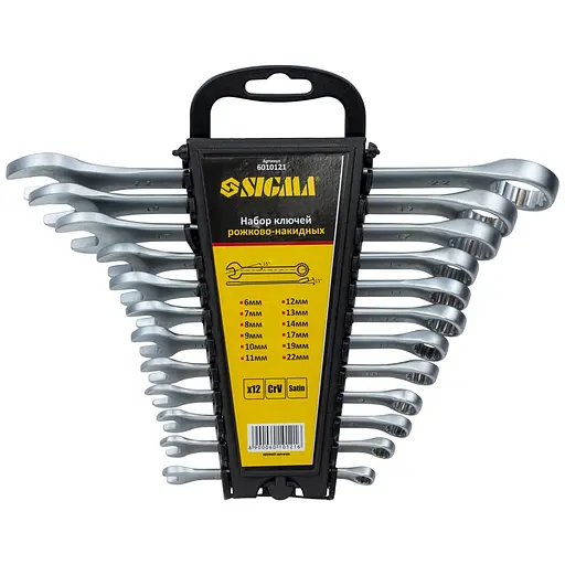Ключі ріжково-накидні Sigma 12 шт 6-22 мм CrV (6010121) - фото 1