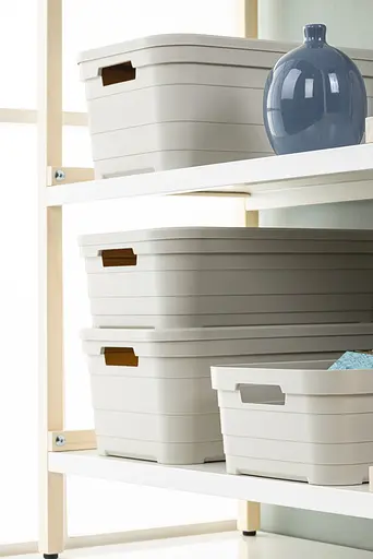 Корзина Idea Home Pyramid с крышкой 3.8 л 24x18x12.5 см бежевая (00638 Bej) - фото 3