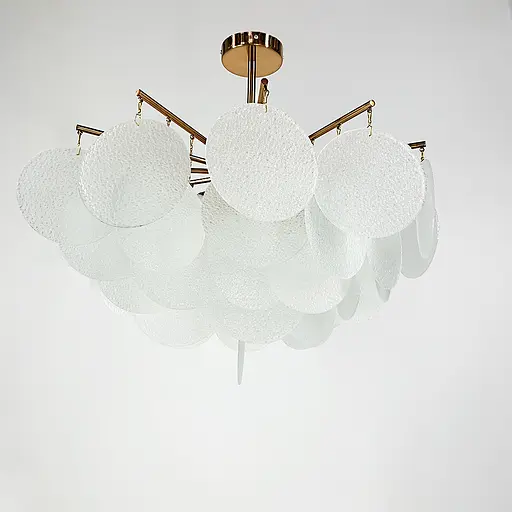 Потолочная люстра в цвете медь с уникальными стеклянными пластинами Line.F Диаметр 80см - фото 3