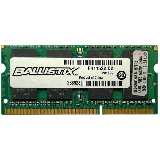 Оперативна пам'ять для ноутбука Ballistix SO-DIMM DDR3L 4GB 1866MHz PC3L-14900 2Rx8 Б/В