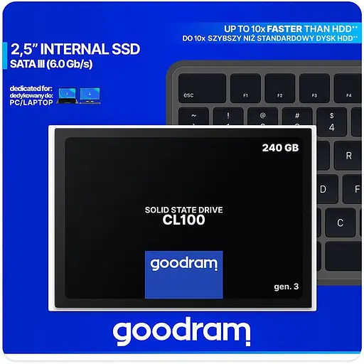 Накопитель SSD GoodRam SSD CL100 240GB 2.5" 7mm SATAIII (SSDPR-CL100-240) Б/у - фото 2