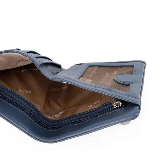 Жіночий гаманець маленький шкіряний De Esse LC14016-GD79 синій на магніті - фото 4