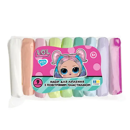 Набор для лепки с воздушным пластилином L.O.L. Surprise!, 9 цветов пастель, TM Lovin