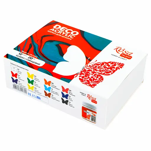 Набір акрилових фарб для декору глянцевий 12×20 мл Rosa TALENT - фото 1