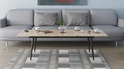 Стіл журнальний трансформер Dandi Small Ferrum-decor 45x120(160)x60 Чорний метал ДСП Дуб Сан-Марино 16 мм (FRD-106790) - фото 5