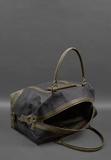 Дорожная сумка из конваса и натуральной кожи Crazy Horse темно-коричневая - фото 6