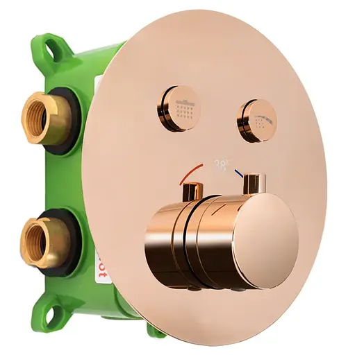 Душова система прихованого монтажу Rea Lungo Miler rose gold + BOX з термостатом REA-P6613, Теплий захід сонця - фото 2