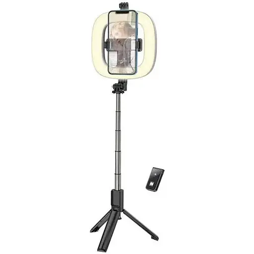 Монопод-трипод Hoco с кольцевой LED лампой LV03 Plus Showfull fill light live broadcast holder - фото 1
