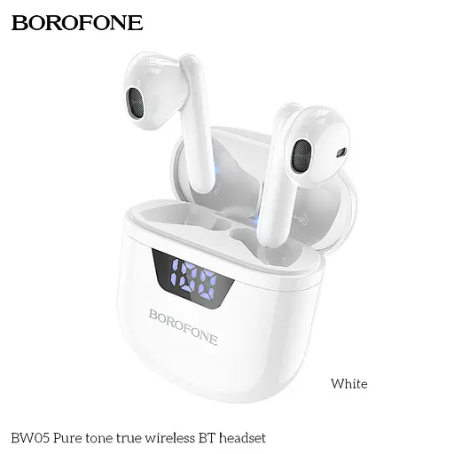Навушники Borofone BW05 Pure tone true wireless BT headset White - фото 2
