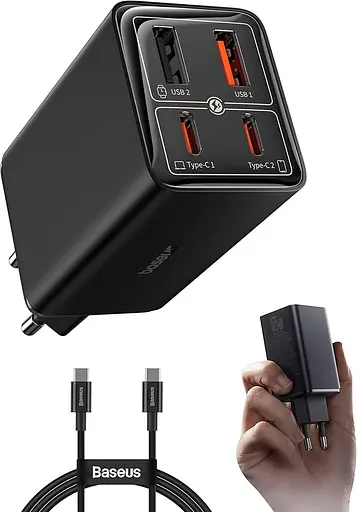 Сетевое зарядное устройство для Baseus GaN6 Pro Fast Charger 2C + 2U 65 W (P10162701113-00) черный - фото 5