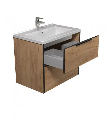 Тумба Мойдодир Line Craft 70 з умивальником Rodeo 70 дуб крафт/Чорний - фото 4