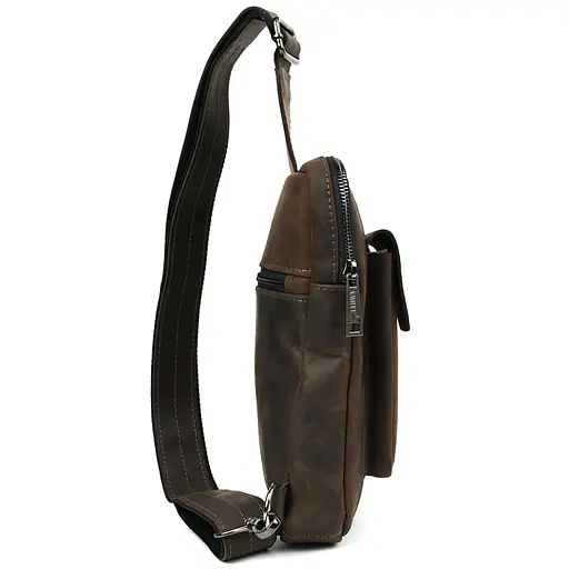 Мужской коричневый слинг из кожи крейзи хорс TARWA 27.5х18х4 см sum0028235 - фото 5