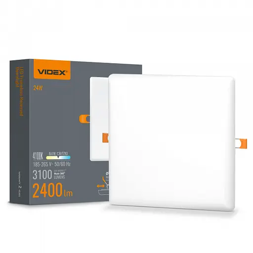 LED світильник безрамковий квадратний VIDEX 24W 4100K - фото 1