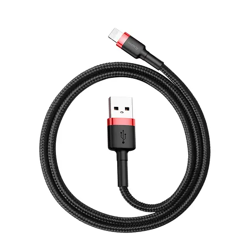 Кабель Baseus Cafule Cable USB For Lightning 2.4A 0.5m Red+Black - фото 5