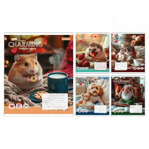 Тетради ученические 12 листов клетка 1B Charming, 25 шт. в упаковке