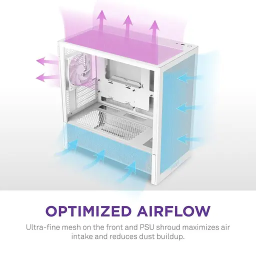 Корпус NZXT H3 Flow из закаленного стекла без блока питания, белый (CC-H31FW-01) - фото 6