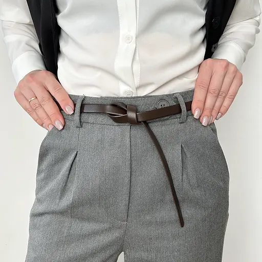 Ремінь-вузол шкіряний темно-коричневий жіночий HC-1502 (115-120 см) - фото 2