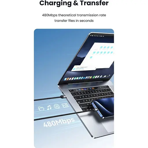 Кабель Usams US-SJ704 Rui Magnetic USB-C to USB-C 60W 1m Tarnish (SJ704USB01) [153983] - фото 5