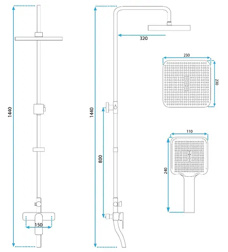 Душова система Rea Argus gold з виливом REA-P7840, Золотий - фото 6