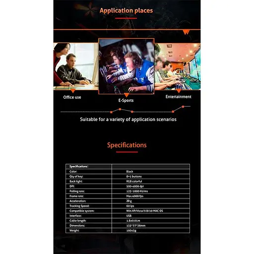 Миша MeeTion Backlit Gaming Mechanical Mouse RGB MT-M990S - фото 4