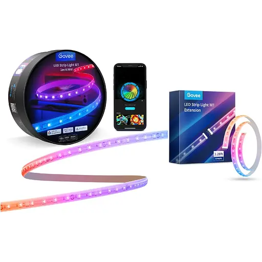 Світлодіодна стрічка Govee H100E LED Compatible extension of H61E1, 1.0m, RGBIC , WI-FI/Bluetooth, white (H100E0D1) - фото 9