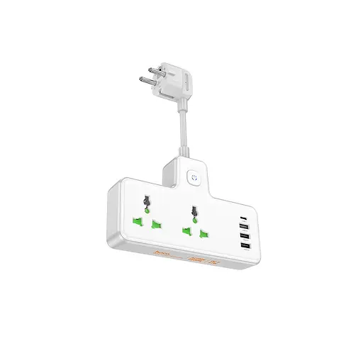 Мережевий удлинитель HOCO AC11A Voyage 2-position expansion socket(1C3A) (8.5 cm) White - фото 1