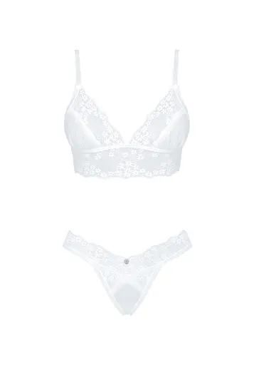 Комплект еротичної білизни: бюстгальтер і стрінги Obsessive Heavenlly XS/S білий - фото 6