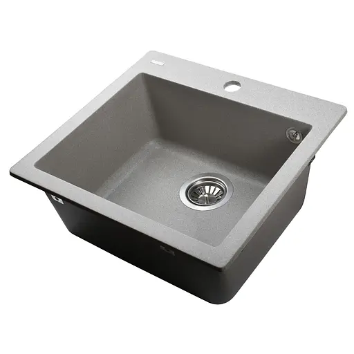 Гранітна мийка Globus Lux Aosta сiрий камiнь 490x455мм-А0005 000023382, Сірий - фото 4