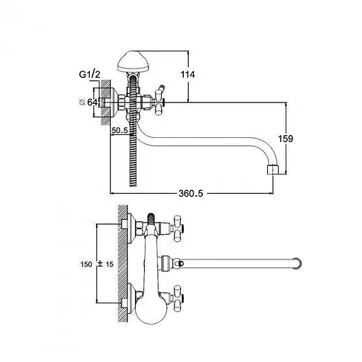 Змішувач для ванни Zegor DFR7-A722 двовентильний 30412 - фото 3
