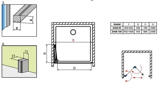 Душевые двери Radaway Arta DWB 100 см 386152-03-01R - фото 5